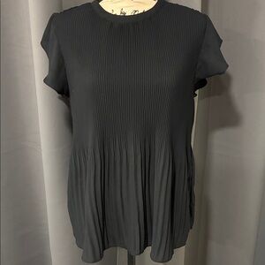 Adrianna Papell Black Pleated Blouse